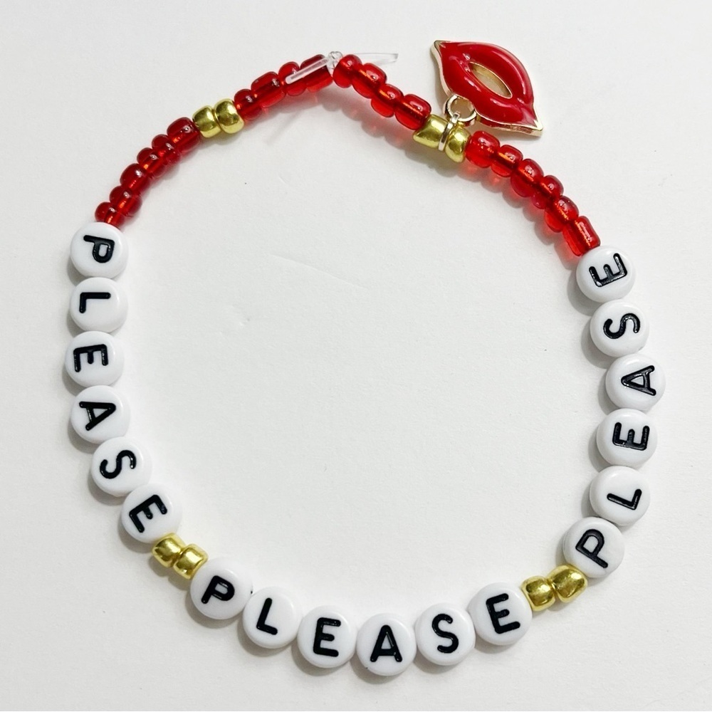 Sabrina Carpenter Please Please Please Red and Gold Beaded Friendship Bracelet
